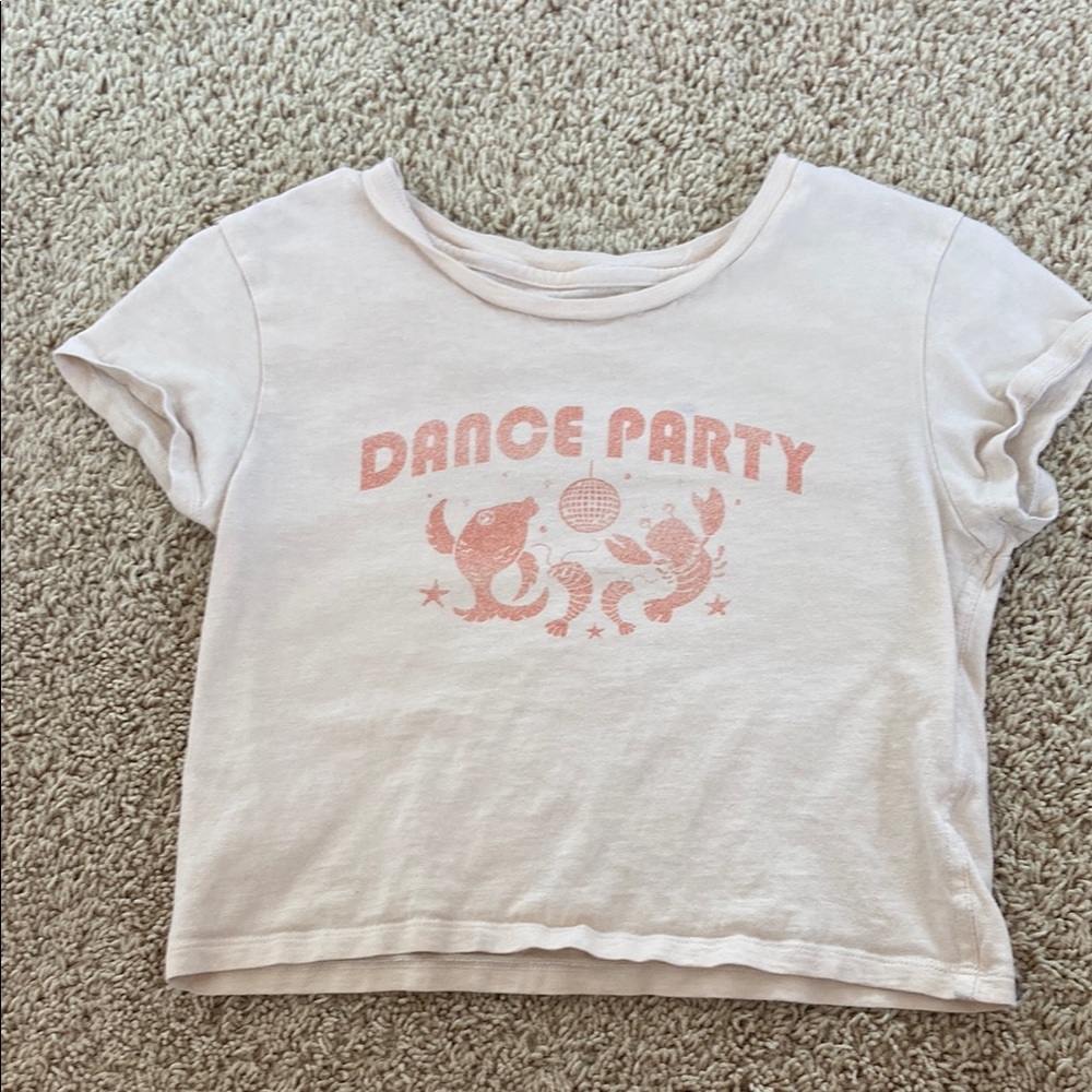 Aerie Cream and Orange Crop Top